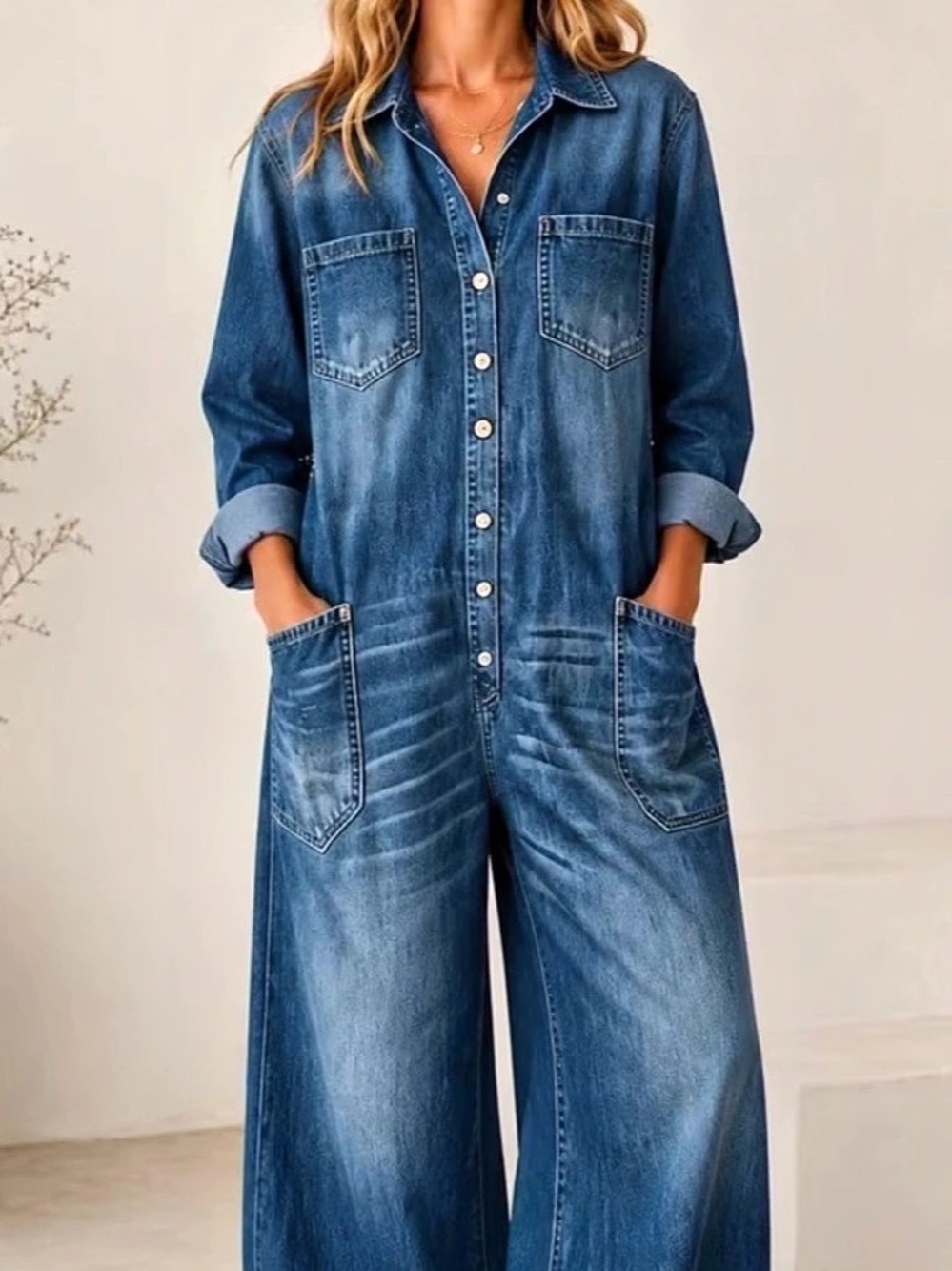 Women's Blue Denim Jumpsuit Like New